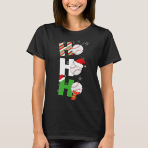 Fun Christmas Baseball Pajamas Player Matching Tea T-Shirt