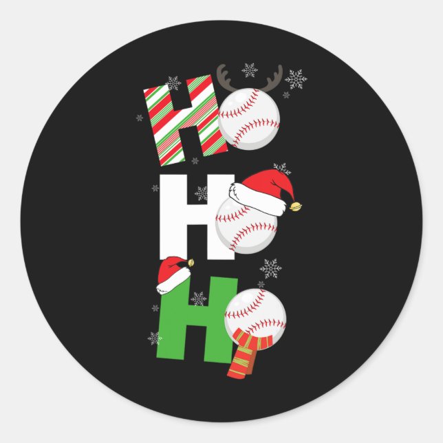 Fun Christmas Baseball Pyjamas Player Matching Tea Classic Round Sticker (Front)