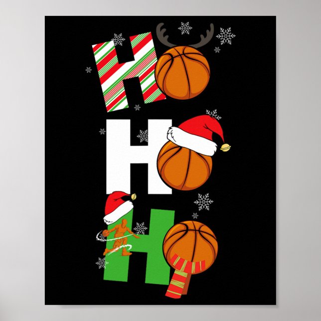 Fun Christmas Basketball Pyjamas Player Matching C Poster (Front)