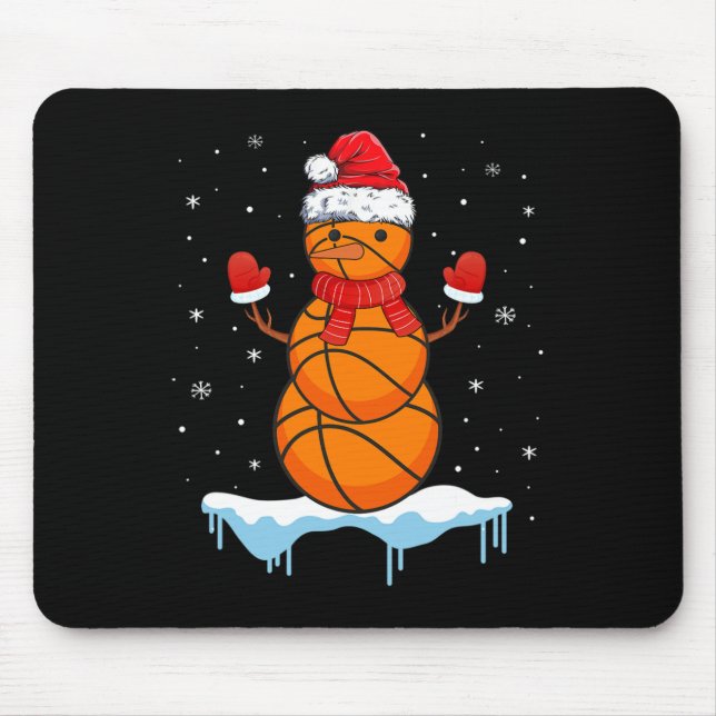 Fun Christmas Basketball Santa Snowman  Mouse Pad (Front)