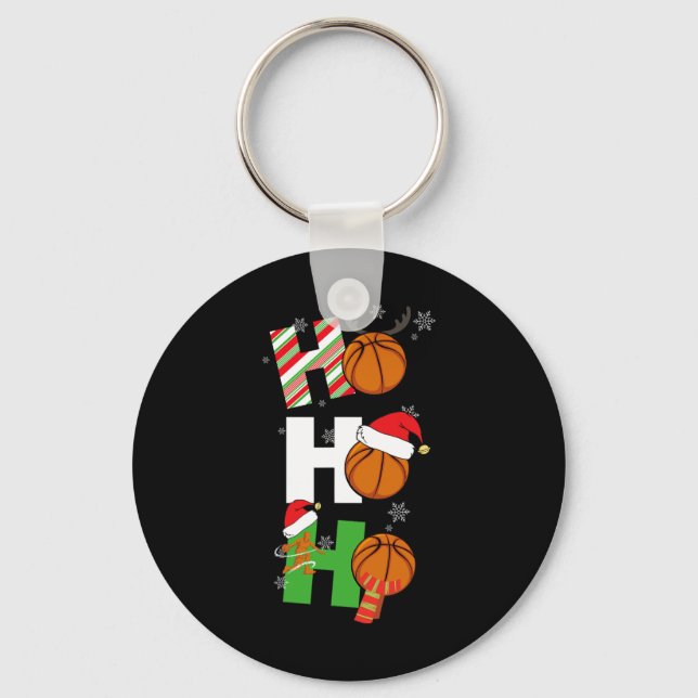 Fun Christmas Bysketbyll Pyjamas Player Matching C Key Ring (Front)