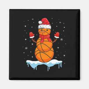 Fun Christmas Bysketbyll Santa Snowman Magnet