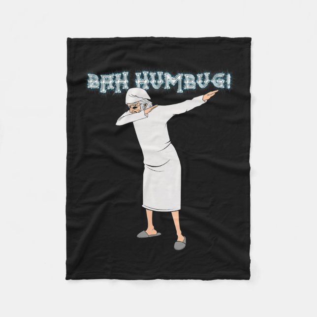 Fun Christmas Carol Dabbing Scrooge Nightgown Bah  Fleece Blanket (Front)