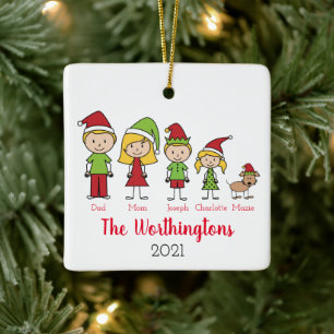 Fun Christmas Character Personalised Family Ceramic Ornament