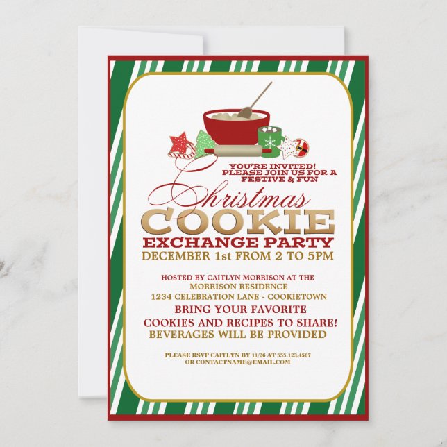 Fun Christmas Cookie Exchange Party Invitation (Front)