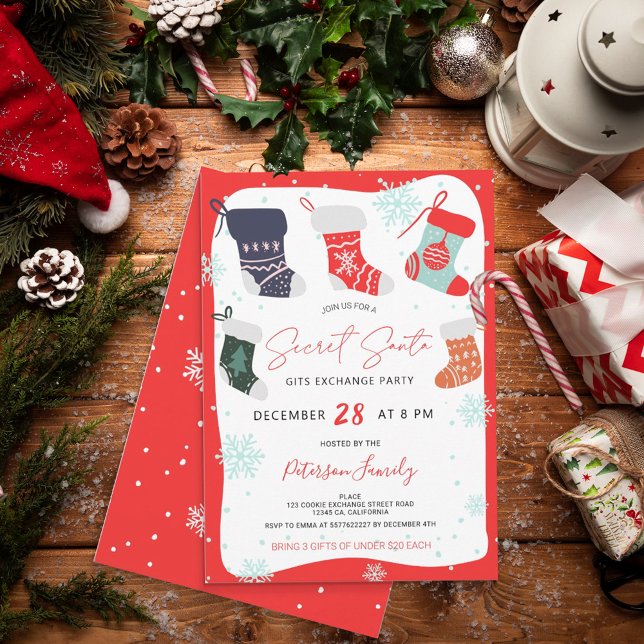 Fun Christmas cookie secret santa exchange party Invitation (Creator Uploaded)