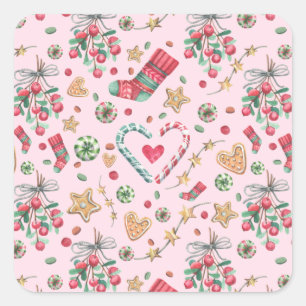 Fun Christmas Cookies and Candies  Square Sticker