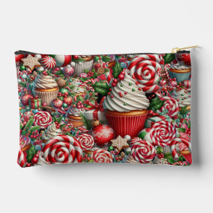 Fun Christmas Cupcakes Red Stripe Canes Accessory Pouch