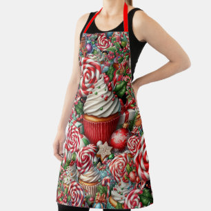 Fun Christmas Cupcakes Red Stripe Canes Apron