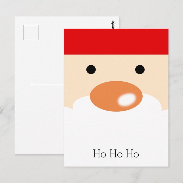 Fun Christmas Cute Minimal Santa Face Postcard (Front/Back)