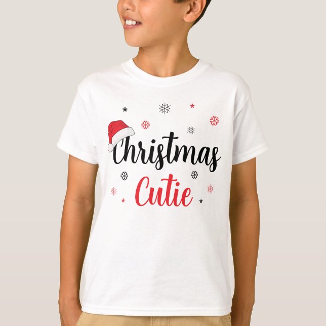 Fun Christmas Cutie Santa Hat T-Shirt (Front)