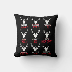 Fun Christmas Deer Hunters All of Santa's Reindeer Cushion