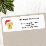 Fun Christmas Dog Personalised Return Address Label<br><div class="desc">An adorable watercolor painting of a golden yellow dog in a Christmas Santa hat. Perfect for animal lovers.  Original art by Nic Squirrell. 
Change the name and address to customise.</div>