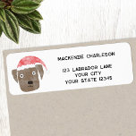 Fun Christmas Dog Personalised Return Address Label<br><div class="desc">An adorable watercolor painting of a brown dog in a Christmas Santa hat. Perfect for animal lovers.  Original art by Nic Squirrell. 
Change the name and address to customise.</div>