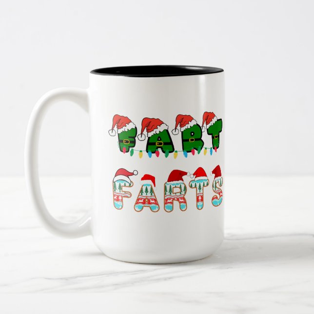 Fun Christmas Fart Two-Tone Coffee Mug (Left)