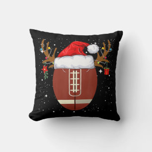 Fun Christmas Football Ball Santa Hat Reindeer Xma Cushion