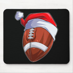 Fun Christmas Football Ball Santa Hat Sport Xmas Mouse Pad