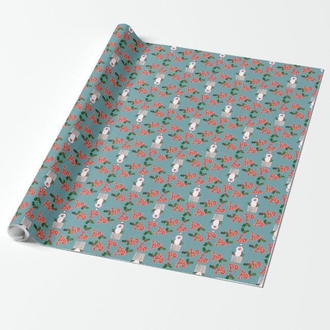 Fun Christmas Giftwrap: Santas, Holly, Ho, ho, ho Wrapping Paper (Unrolled)