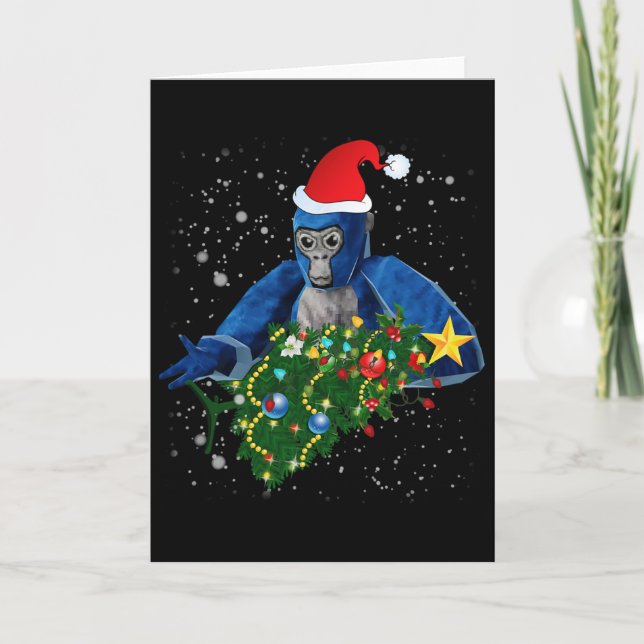 Fun Christmas Gorilla Tag  Card (Front)