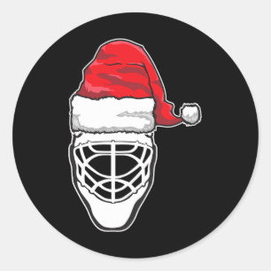 Fun Christmas Hockey Goalie Mask Santa Hat Xmas Gi Classic Round Sticker