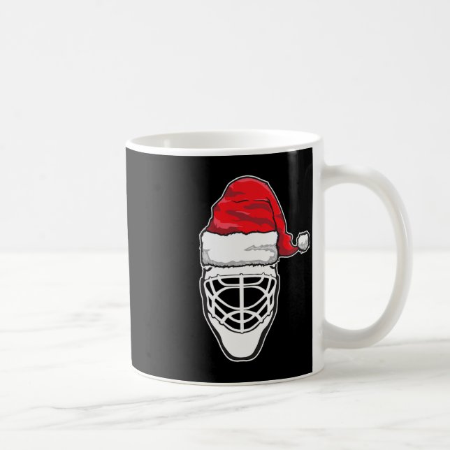 Fun Christmas Hockey Goalie Mask Santa Hat Xmas Gi Coffee Mug (Right)