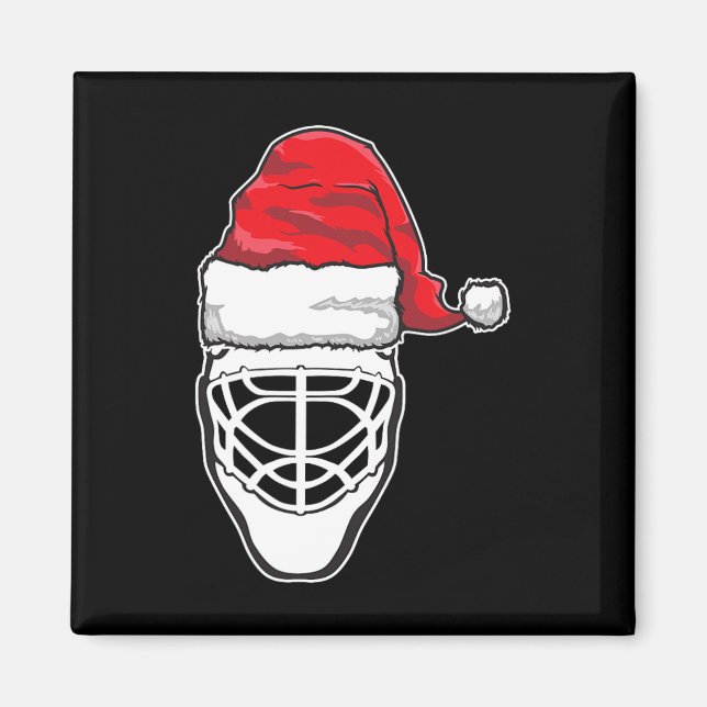 Fun Christmas Hockey Goalie Mask Santa Hat Xmas Gi Magnet (Front)