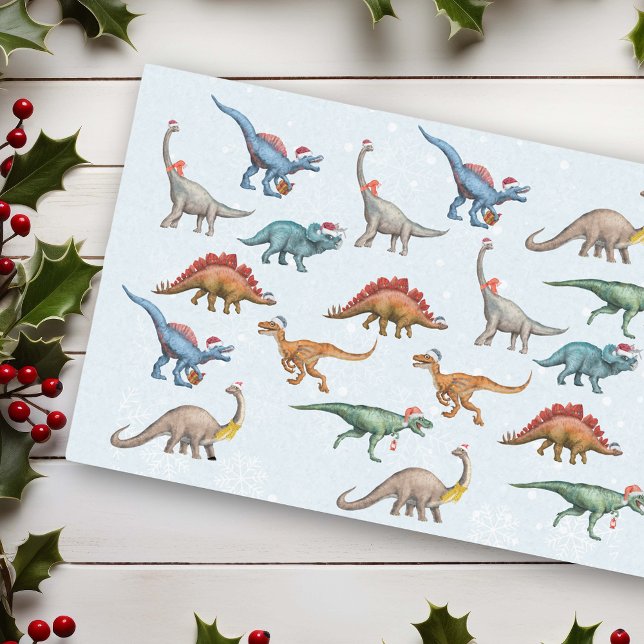 Fun Christmas Holiday Dinosaur Watercolor pattern  Tissue Paper (Creator Uploaded)