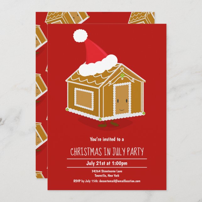 Fun Christmas in July Party Invitation (Front/Back)