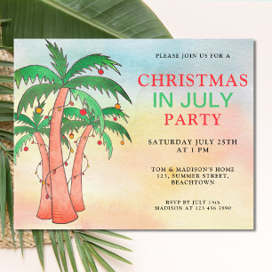 Fun Christmas In July Party Invitation Postcard