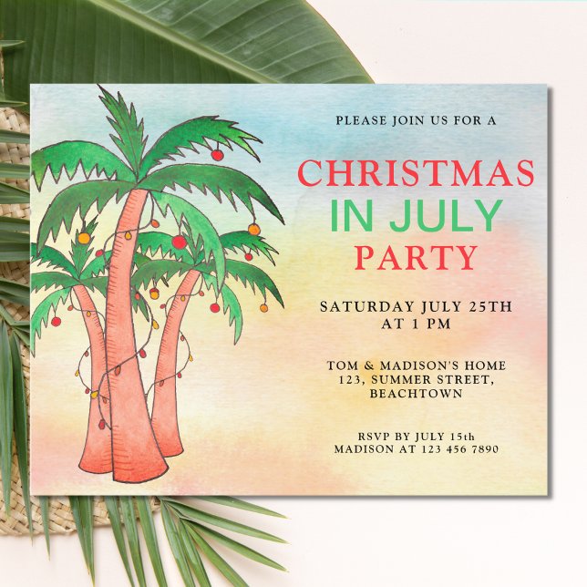 Fun Christmas In July Party  Invitation Postcard (Creator Uploaded)