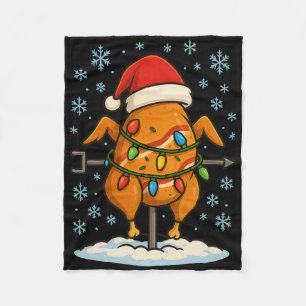 Fun Christmas Lights Wrapped Rotisserie Chicken Fo Fleece Blanket