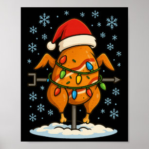 Fun Christmas Lights Wrapped Rotisserie Chicken Fo Poster