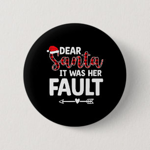 Fun Christmas Matching Couples His Hers Pyjamas  6 Cm Round Badge