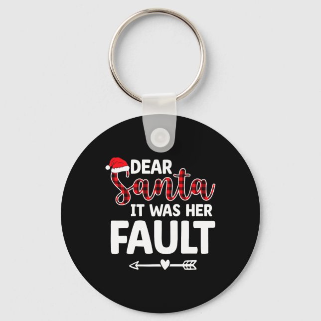 Fun Christmas Matching Couples His Hers Pyjamas  Key Ring (Front)