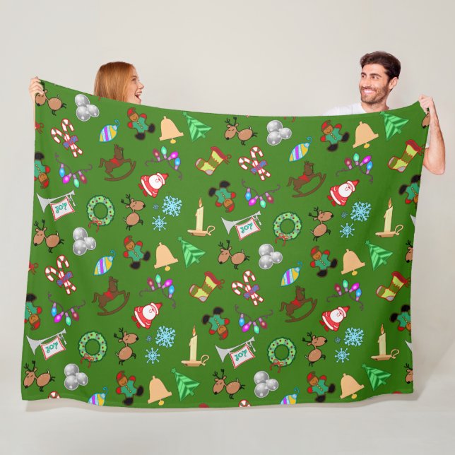 Fun Christmas pattern fleece blanket, 3 sizes Blanket (In Situ)