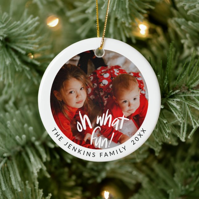 Fun Christmas Photo Ceramic Ornament (Tree)
