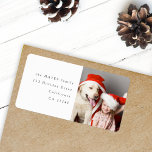 Fun Christmas Photo Modern Minimal Return Address Label<br><div class="desc">A stylish holiday photo return address label with classic typography in black on a clean simple white background. The photo and text can be easily customised for a personal touch. A simple, minimalist and contemporary christmas design to stand out this holiday season! The image shown is for illustration purposes only...</div>