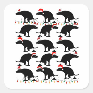 Fun Christmas Pooping Dogs Gag  Square Sticker