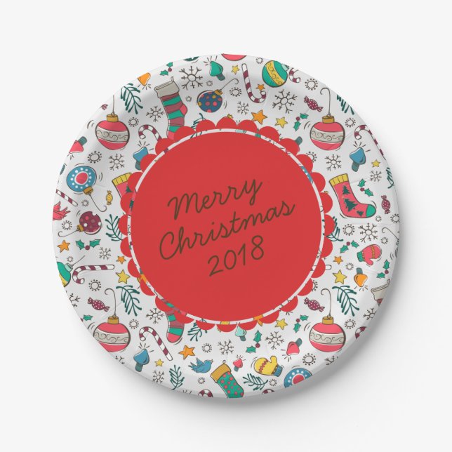 Fun Christmas Print Party Plates (Front)