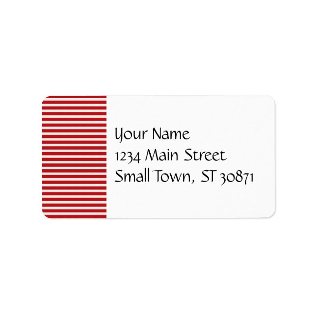Fun Christmas Red and White Stripes Pattern Gifts Label (Front)
