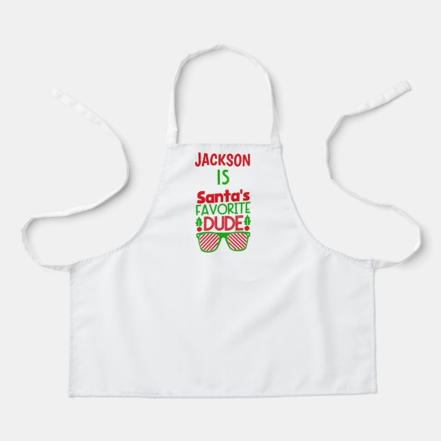 Fun Christmas Red Green Santa Baking Kitchen Apron (Front)