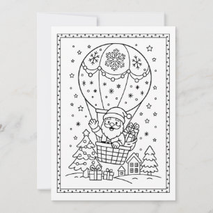 Fun Christmas Santa Coloring Flat Note Card