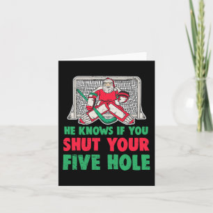 Fun Christmas Santa Ice Hockey Goaltender Goalie 1 Card