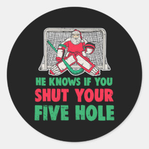 Fun Christmas Santa Ice Hockey Goaltender Goalie 1 Classic Round Sticker