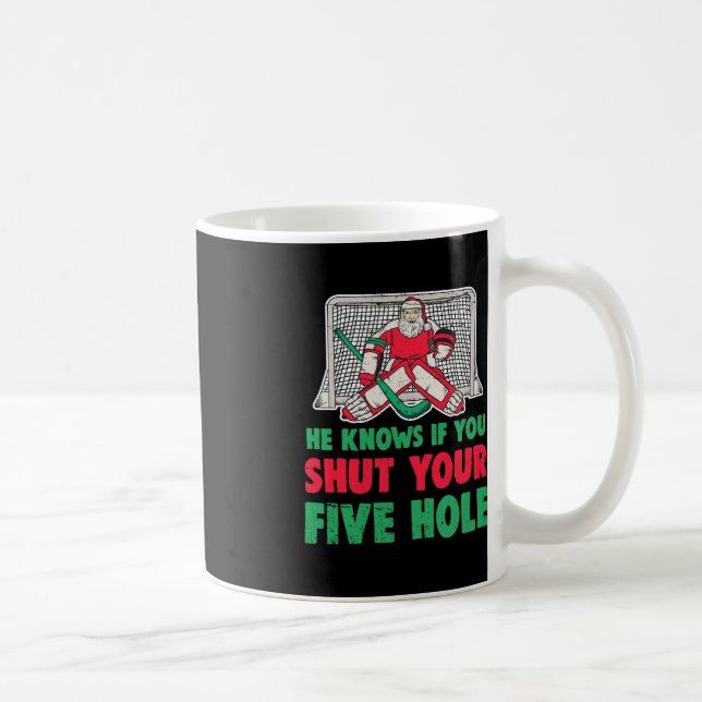Fun Christmas Santa Ice Hockey Goaltender Goalie 1 Coffee Mug (Right)