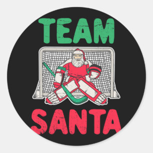 Fun Christmas Santa Ice Hockey Goaltender Goalie 2 Classic Round Sticker