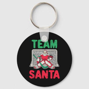 Fun Christmas Santa Ice Hockey Goaltender Goalie 2 Key Ring