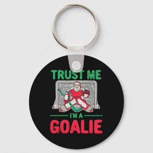 Fun Christmas Santa Ice Hockey Goaltender Goalie Key Ring
