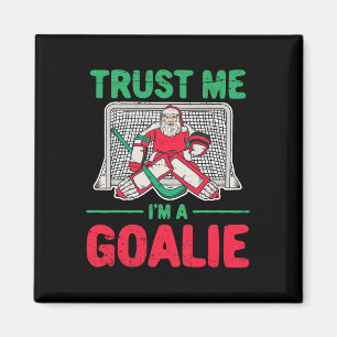 Fun Christmas Santa Ice Hockey Goaltender Goalie Magnet