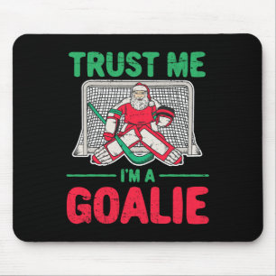 Fun Christmas Santa Ice Hockey Goaltender Goalie Mouse Pad